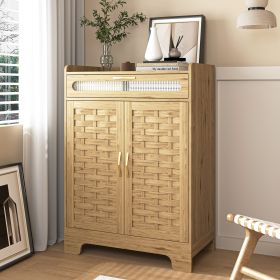 Coffee Bar Cabinet, Modern Farmhouse Buffet Sideboard with Drawer and Adjustable Shelf, Barn Door Storage Cabinet for Kitchen, Dining Room, Bathroom