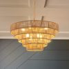 Bohemian style Woven Pendant Light 23.6 Inch Rattan Ligh Large Rattan Pendant Light with 5-Tier Rattan Chandelier--Wood