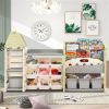Kids Bookshelf Toy Storage Organizer with 17 Bins and 5 Bookshelves, Multi-functional Nursery Organizer Kids Furniture Set Toy Storage Cabinet Unit wi