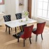 A&A Furniture, Nikki Collection Modern, High-end Tufted Solid Wood Contemporary PU and Velvet Upholstered Dining Chair with Wood Legs Nailhead Trim 2-