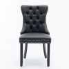 A&A Furniture, Nikki Collection Modern, High-end Tufted Solid Wood Contemporary PU and Velvet Upholstered Dining Chair with Wood Legs Nailhead Trim 2-