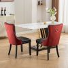A&A Furniture, Nikki Collection Modern, High-end Tufted Solid Wood Contemporary PU and Velvet Upholstered Dining Chair with Wood Legs Nailhead Trim 2-