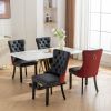 A&A Furniture, Nikki Collection Modern, High-end Tufted Solid Wood Contemporary PU and Velvet Upholstered Dining Chair with Wood Legs Nailhead Trim 2-