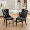 A&A Furniture, Nikki Collection Modern, High-end Tufted Solid Wood Contemporary PU and Velvet Upholstered Dining Chair with Wood Legs Nailhead Trim 2-