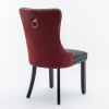 A&A Furniture, Nikki Collection Modern, High-end Tufted Solid Wood Contemporary PU and Velvet Upholstered Dining Chair with Wood Legs Nailhead Trim 2-