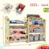 Kids Bookshelf Toy Storage Organizer with 17 Bins and 5 Bookshelves, Multi-functional Nursery Organizer Kids Furniture Set Toy Storage Cabinet Unit wi