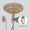 Bohemian style Woven Pendant Light 23.6 Inch Rattan Ligh Large Rattan Pendant Light with 5-Tier Rattan Chandelier--Wood