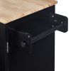 K&K Rolling Kitchen Island with Storage, Kitchen Cart with Rubber Wood Top, 3 Drawer, 2 Slide-Out Shelf and Internal Storage Rack, Kitchen Island on W