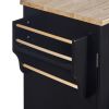 K&K Rolling Kitchen Island with Storage, Kitchen Cart with Rubber Wood Top, 3 Drawer, 2 Slide-Out Shelf and Internal Storage Rack, Kitchen Island on W