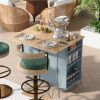 Kitchen Island with Power Outlet,Kitchen Storage Island with Drop Leaf and Rubber Wood,Open Storage and Wine Rack,5 Wheels,with Adjustable Storage for