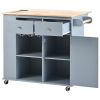 Kitchen Island with Power Outlet,Kitchen Storage Island with Drop Leaf and Rubber Wood,Open Storage and Wine Rack,5 Wheels,with Adjustable Storage for