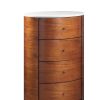 Walnut Finish 1pc Chest of Five Drawers Marble Top Ball Bearing Glides Bedroom Furniture