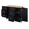 K&K Rolling Kitchen Island with Storage, Kitchen Cart with Rubber Wood Top, 3 Drawer, 2 Slide-Out Shelf and Internal Storage Rack, Kitchen Island on W