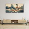 3 Panels Framed Abstract Wood Grain Boho Style Mountain & Forest Canvas Wall Art Decor,3 Pieces Mordern Canvas Decoration Painting for Office,Dining r