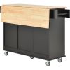 Rolling Mobile Kitchen Island with Solid Wood Top and Locking Wheels,52.7 Inch Width,Storage Cabinet and Drop Leaf Breakfast Bar,Spice Rack, Towel Rac