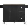 Rolling Mobile Kitchen Island with Solid Wood Top and Locking Wheels,52.7 Inch Width,Storage Cabinet and Drop Leaf Breakfast Bar,Spice Rack, Towel Rac