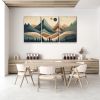 3 Panels Framed Abstract Wood Grain Boho Style Mountain & Forest Canvas Wall Art Decor,3 Pieces Mordern Canvas Decoration Painting for Office,Dining r