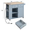 Kitchen Island with Power Outlet,Kitchen Storage Island with Drop Leaf and Rubber Wood,Open Storage and Wine Rack,5 Wheels,with Adjustable Storage for