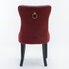 A&A Furniture, Nikki Collection Modern, High-end Tufted Solid Wood Contemporary PU and Velvet Upholstered Dining Chair with Wood Legs Nailhead Trim 2-