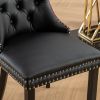 A&A Furniture, Nikki Collection Modern, High-end Tufted Solid Wood Contemporary PU and Velvet Upholstered Dining Chair with Wood Legs Nailhead Trim 2-