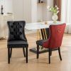 A&A Furniture, Nikki Collection Modern, High-end Tufted Solid Wood Contemporary PU and Velvet Upholstered Dining Chair with Wood Legs Nailhead Trim 2-