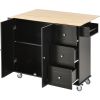 Rolling Mobile Kitchen Island with Solid Wood Top and Locking Wheels,52.7 Inch Width,Storage Cabinet and Drop Leaf Breakfast Bar,Spice Rack, Towel Rac