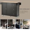 Rolling Mobile Kitchen Island with Solid Wood Top and Locking Wheels,52.7 Inch Width,Storage Cabinet and Drop Leaf Breakfast Bar,Spice Rack, Towel Rac