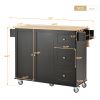 Rolling Mobile Kitchen Island with Solid Wood Top and Locking Wheels,52.7 Inch Width,Storage Cabinet and Drop Leaf Breakfast Bar,Spice Rack, Towel Rac