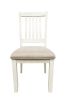 White Classic 2pcs Dining Chairs Set Rubberwood Beige Fabric Cushion Seats Slats Backs Dining Room Furniture Side Chair