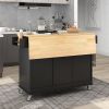 Rolling Mobile Kitchen Island with Solid Wood Top and Locking Wheels,52.7 Inch Width,Storage Cabinet and Drop Leaf Breakfast Bar,Spice Rack, Towel Rac