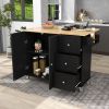 Rolling Mobile Kitchen Island with Solid Wood Top and Locking Wheels,52.7 Inch Width,Storage Cabinet and Drop Leaf Breakfast Bar,Spice Rack, Towel Rac
