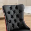A&A Furniture, Nikki Collection Modern, High-end Tufted Solid Wood Contemporary PU and Velvet Upholstered Dining Chair with Wood Legs Nailhead Trim 2-