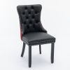 A&A Furniture, Nikki Collection Modern, High-end Tufted Solid Wood Contemporary PU and Velvet Upholstered Dining Chair with Wood Legs Nailhead Trim 2-