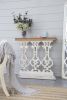 32" x 12" x 32" Classic Vintage White Wash Console Table with Brown Wood Top