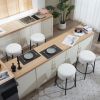 24" Tall, Round Bar Stools, Set of 2 - Contemporary upholstered dining stools for kitchens, coffee shops and bar stores - Includes sturdy hardware sup