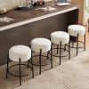 24" Tall, Round Bar Stools, Set of 2 - Contemporary upholstered dining stools for kitchens, coffee shops and bar stores - Includes sturdy hardware sup