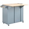 Kitchen Island with Power Outlet,Kitchen Storage Island with Drop Leaf and Rubber Wood,Open Storage and Wine Rack,5 Wheels,with Adjustable Storage for