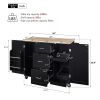 K&K Rolling Kitchen Island with Storage, Kitchen Cart with Rubber Wood Top, 3 Drawer, 2 Slide-Out Shelf and Internal Storage Rack, Kitchen Island on W