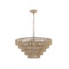 Bohemian style Woven Pendant Light 23.6 Inch Rattan Ligh Large Rattan Pendant Light with 5-Tier Rattan Chandelier--Wood