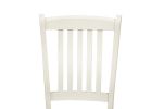 White Classic 2pcs Dining Chairs Set Rubberwood Beige Fabric Cushion Seats Slats Backs Dining Room Furniture Side Chair