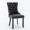 A&A Furniture, Nikki Collection Modern, High-end Tufted Solid Wood Contemporary PU and Velvet Upholstered Dining Chair with Wood Legs Nailhead Trim 2-