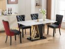 A&A Furniture, Nikki Collection Modern, High-end Tufted Solid Wood Contemporary PU and Velvet Upholstered Dining Chair with Wood Legs Nailhead Trim 2-