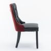 A&A Furniture, Nikki Collection Modern, High-end Tufted Solid Wood Contemporary PU and Velvet Upholstered Dining Chair with Wood Legs Nailhead Trim 2-