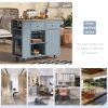 Kitchen Island with Power Outlet,Kitchen Storage Island with Drop Leaf and Rubber Wood,Open Storage and Wine Rack,5 Wheels,with Adjustable Storage for