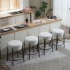 24" Tall, Round Bar Stools, Set of 2 - Contemporary upholstered dining stools for kitchens, coffee shops and bar stores - Includes sturdy hardware sup