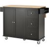 Rolling Mobile Kitchen Island with Solid Wood Top and Locking Wheels,52.7 Inch Width,Storage Cabinet and Drop Leaf Breakfast Bar,Spice Rack, Towel Rac