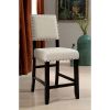 Rustic Charm Beige Linen Like Fabric 2pcs Counter Height Chairs Dining Room Furniture Nailhead Trim Antique Black Bold Distressed Details Wood