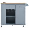 Kitchen Island with Power Outlet,Kitchen Storage Island with Drop Leaf and Rubber Wood,Open Storage and Wine Rack,5 Wheels,with Adjustable Storage for