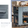 Kitchen Island with Power Outlet,Kitchen Storage Island with Drop Leaf and Rubber Wood,Open Storage and Wine Rack,5 Wheels,with Adjustable Storage for