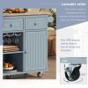 Kitchen Island with Power Outlet,Kitchen Storage Island with Drop Leaf and Rubber Wood,Open Storage and Wine Rack,5 Wheels,with Adjustable Storage for